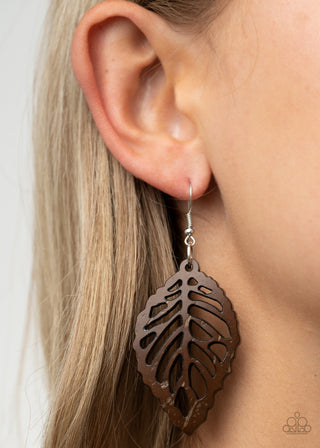 LEAF 'Em Hanging Brown Paparazzi Earrings