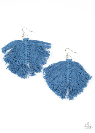 Macrame Mamba - Blue - Knotted Thread Paparazzi Fishhook Earrings