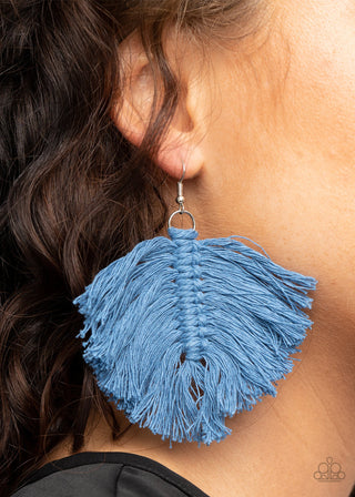 Macrame Mamba - Blue - Knotted Thread Paparazzi Fishhook Earrings