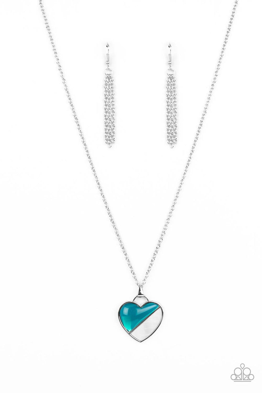 Nautical Romance Blue Glassy Bead Shell Heart Paparazzi Short Neck 5 Dollar Frosting