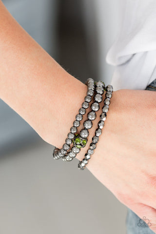 Noticeably Noir Green Paparazzi Bracelet