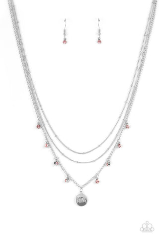 Ode to Mom - Pink - Mother's Day Beaded Tiered Paparazzi Short Necklace