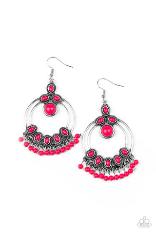 Palm Breeze Pink Paparazzi Earrings