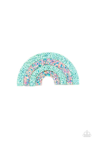 Rainbow Reflection Blue Glitter Rhinestone Hair Clip