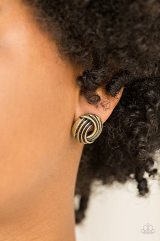Rare Refinement Brass Paparazzi Earrings