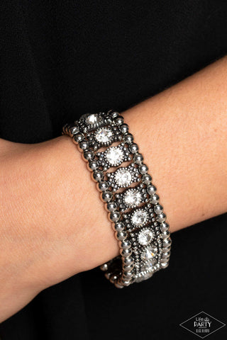 Ritzy Reboot White Paparazzi Bracelet - Black Diamond Exclusive