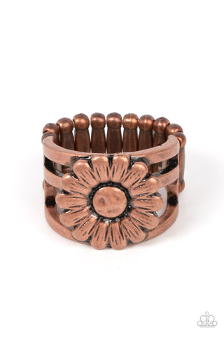 Roadside Daisies - Copper - Daisy Flower Paparazzi Ring