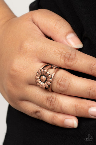 Roadside Daisies - Copper - Daisy Flower Paparazzi Ring