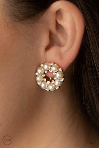 Roundabout Ritz Gold Paparazzi Clip-On Earrings