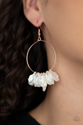 Sailboats and Seashells - Copper - White Shell Paparazzi Fishhook Earrings