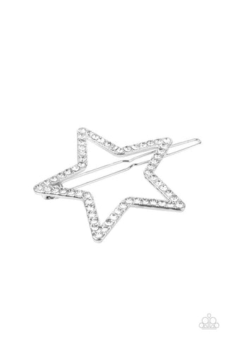 Stellar Standout White Paparazzi Hair Clip