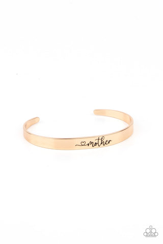 Sweetly Named - Gold - "Mother" with Heart Paparazzi Cuff Bracelet