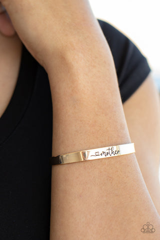 Sweetly Named - Gold - "Mother" with Heart Paparazzi Cuff Bracelet