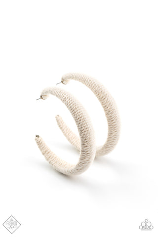 TWINE and Dine White Paparazzi Earrings