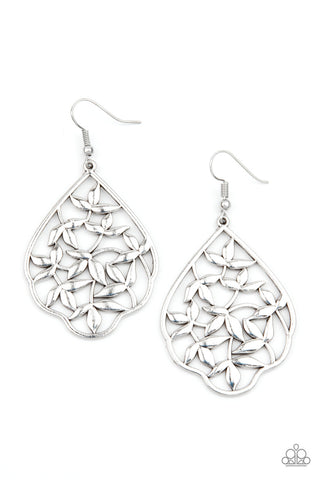 Taj Mahal Gardens Silver Paparazzi Earrings