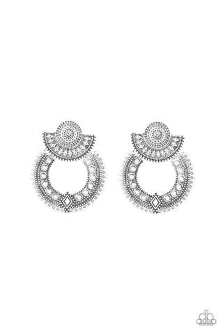 Texture Takeover Tribal Silver Paparazzi Earrings