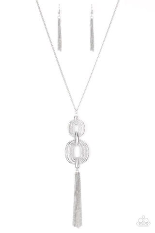 Timelessly Tasseled Silver Paparazzi Necklace