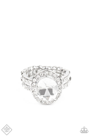Unstoppable Sparkle White Paparazzi Ring