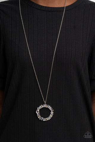Wreathed in Wealth - Purple - and Iridescent Rhinestone Paparazzi Long Necklace