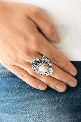 Basic Element White Paparazzi Ring