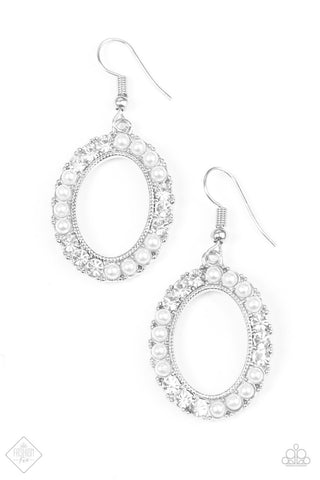 Boss Glam White Paparazzi Earrings