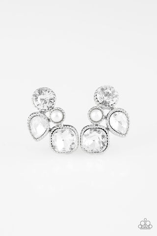 Super Superstar White Paparazzi Earrings