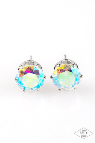 Come Out on Top - Multi - Iridescent Rhinestone Paparazzi Post Earrings - Black Diamond Exclusive