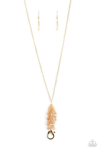 Twilight Twinkle Gold Paparazzi Lanyard Necklace