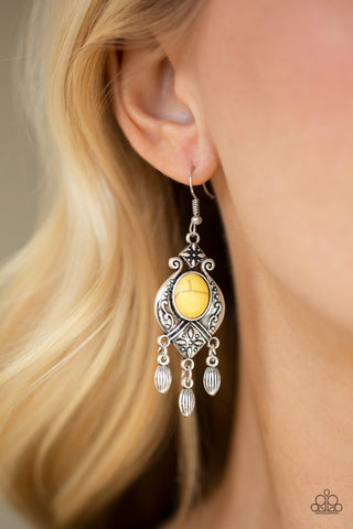 Enchantingly Environmentalist Yellow Paparazzi Earrings