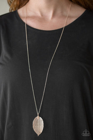 Fall Foliage Rose Gold Paparazzi Necklace