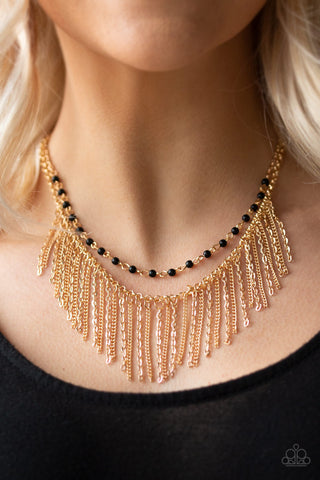 Fierce in Fringe Gold Paparazzi Necklace