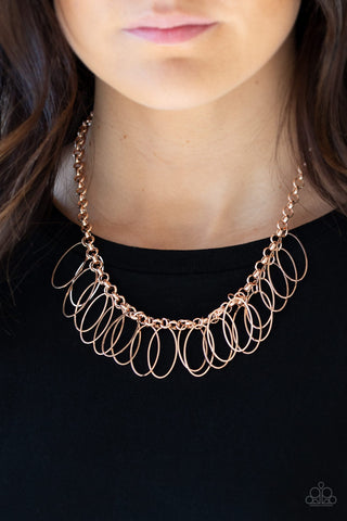 Fringe Finale Rose Gold Paparazzi Necklace