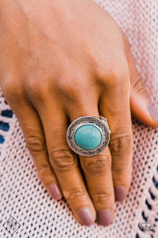 Geo Glyphs Blue Paparazzi Ring