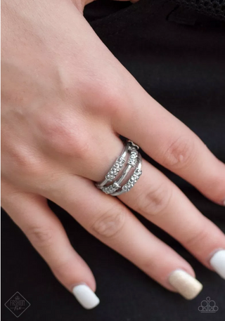 Glitter-topia - Silver - Hematite Rhinestone Paparazzi Dainty Ring - December 2017 Magnificent Musings