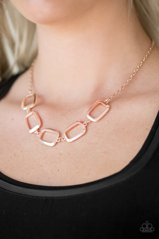 Gorgeously Geometric Rose Gold Paparazzi Necklace