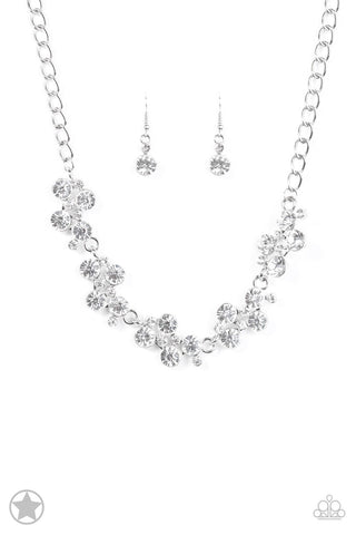 Hollywood Hills - White - Rhinestone Cluster Paparazzi Short Necklace