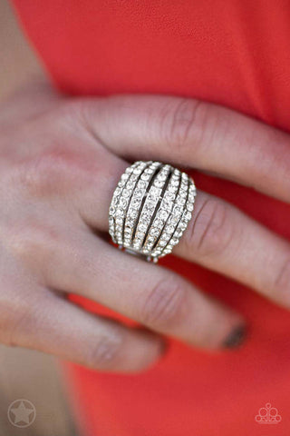 Blinding Brilliance - White - Rhinestone Paparazzi Ring