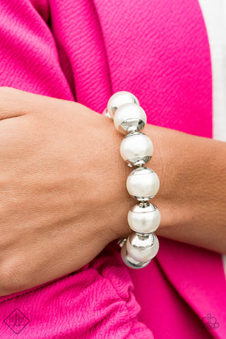 One Woman SHOW-Stopper White Paparazzi Bracelet