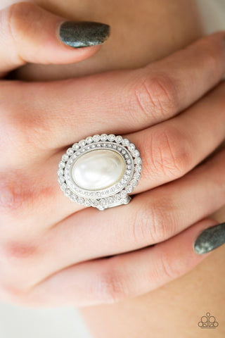 Opulently Olympian White Paparazzi Ring