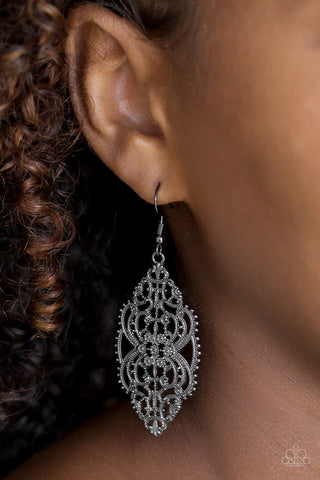 Ornately Ornate Black Paparazzi Earrings