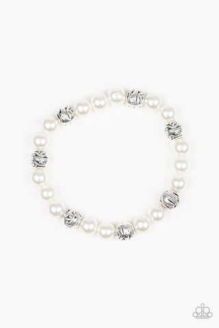 Poised for Perfection White Paparazzi Bracelet