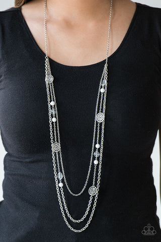 Pretty Pop-tastic! - White - Glassy and Polished Bead Tiered Paparazzi Long Necklace