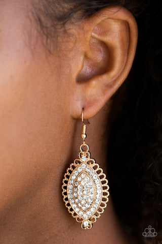 Pretty Prestigious Gold Paparazzi Earrings
