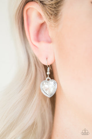 Real Romance White Paparazzi Earrings