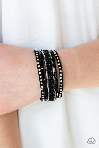 Rhinestone Rocker Black Paparazzi Bracelet