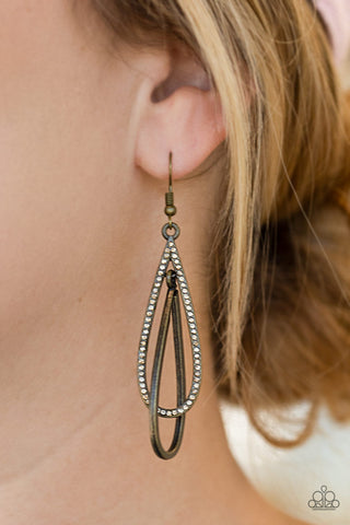 Spotlight Splendor Brass Paparazzi Earrings