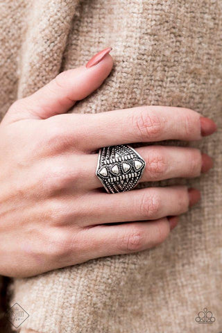 Texture Tracker Silver Paparazzi Ring