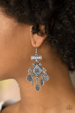 Unexplored Lands Silver Paparazzi Earrings